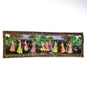 Vintage Indian Mughal Mogul Queen Hand Painted Tapestry Scroll